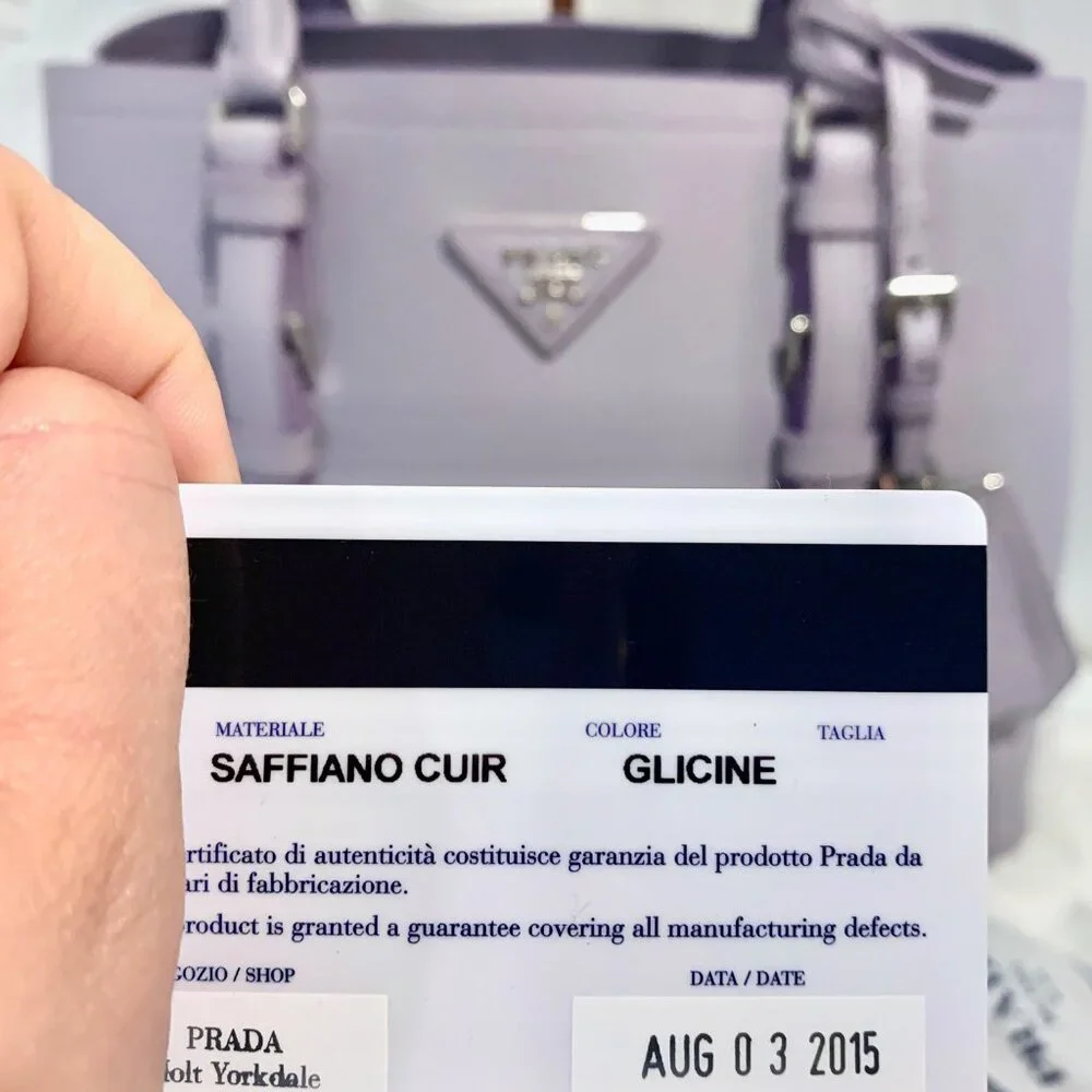 BRAND NEW Prada Saffiano Cuir Lavender Glicine Bag Purse - Picture 10 of 11